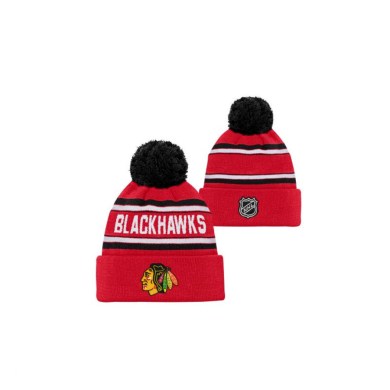 NHL, zimná, čiapka, WORDARK, JACQUARD, CUFF, POM, CHICAGO, BLACKHAWKS, junior